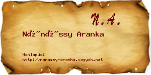 Nánássy Aranka névjegykártya