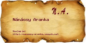 Nánássy Aranka névjegykártya